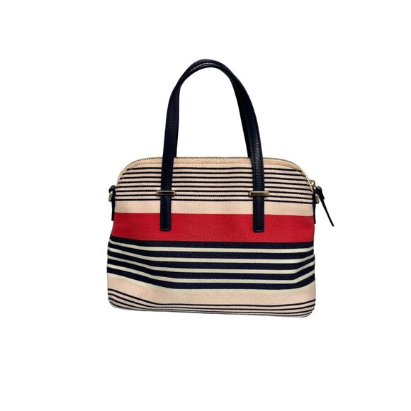 Kate Spade New York Striped Handbag Navy Red & Cream -Canvas & Leather Pre-owned - Picture 3 of 7